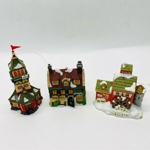Department 56 Christmas Village Lot of 3 Ornament Dedlock Arms Santa Tower Barn